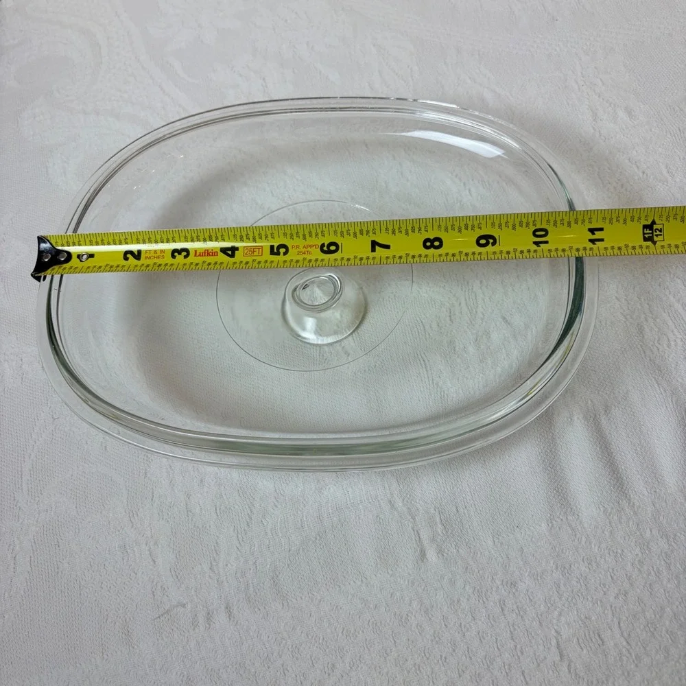 Vintage Pyrex Clear Glass Oval Casserole Lid DC 1 1/2 C Replacement Cover 10.75